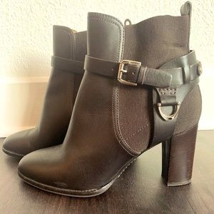 RALPH LAUREN DARK BROWN BUCKLE ANKLE BOOTIES - 37